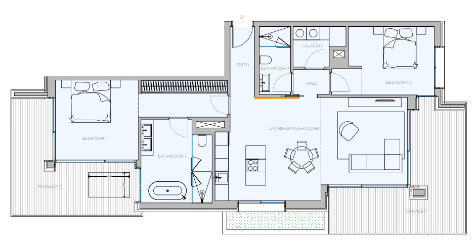 Living area: 99 m² Bedrooms: 2  - Fantastic newly built apartment #2121131 - 10