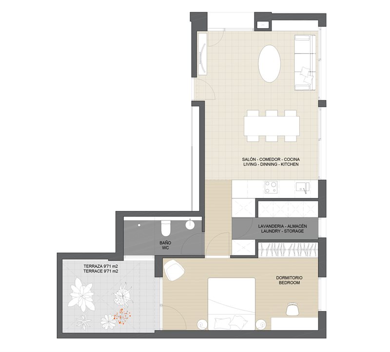 Boyta: 82 m² Sovrum: 1  - BELLVER PLACE Ground floor apartment B #12271 - 6