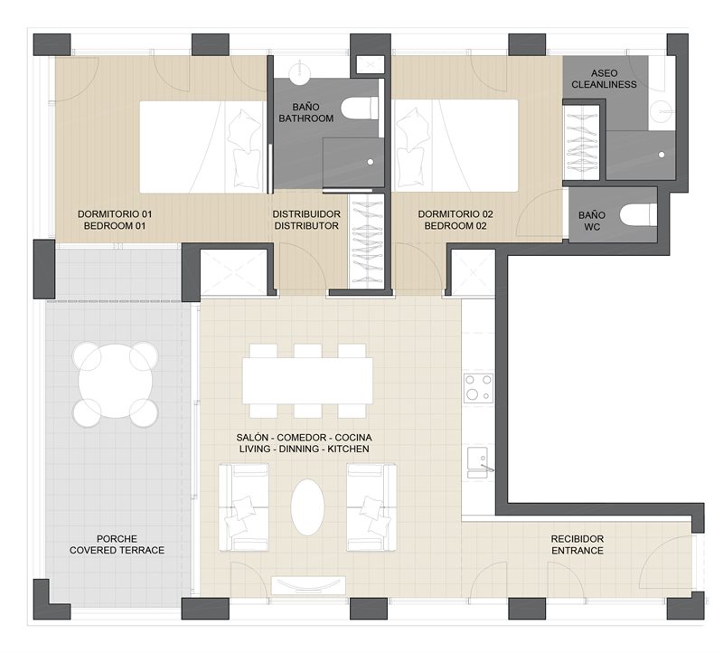 Boyta: 89 m² Sovrum: 2  - BELLVER PLACE second floor apartment A #12273 - 7