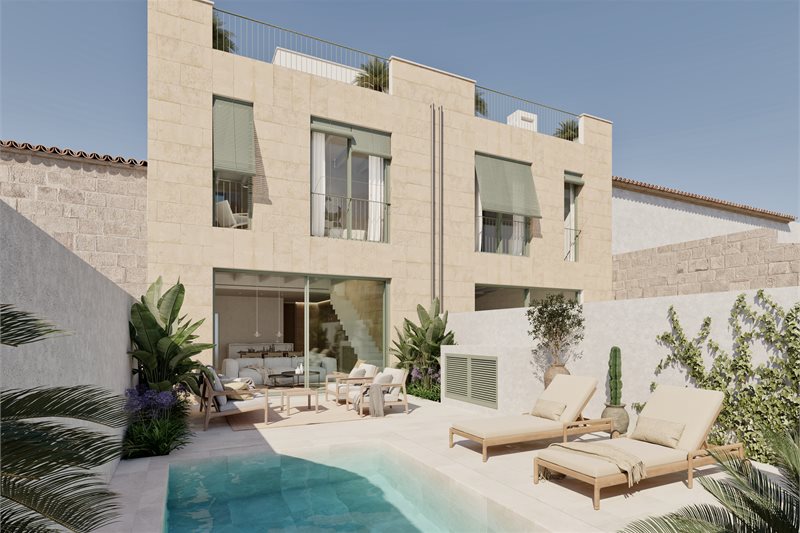 Living area: 129 m² Bedrooms: 3  - Fantastic newly built townhouse with private pool in Ariany #2321159 - 1